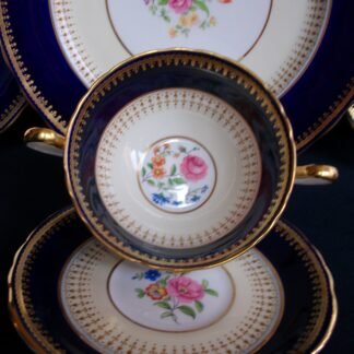 AYNSLEY HATFIELD COBALT- CREAM SOUP BOWL & SAUCER