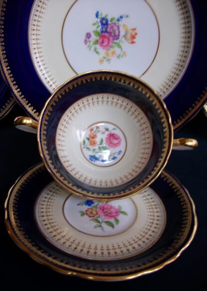 AYNSLEY HATFIELD COBALT- CREAM SOUP BOWL & SAUCER
