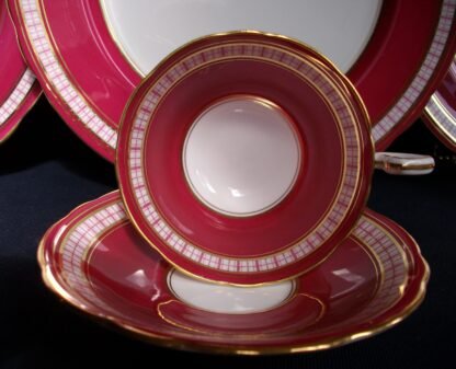 AYNSLEY #7228 RED PLAID- CUP & SAUCER