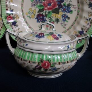 ROYAL DOULTON THE VERNON (GREEN)- COVERED SUGAR BOWL