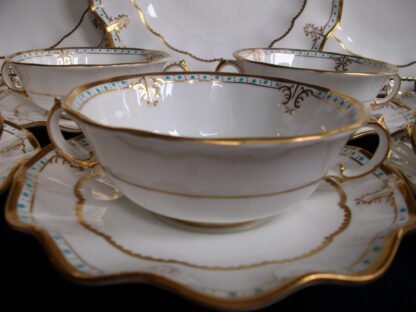 ROYAL CROWN DERBY LOMBARDY- SOUP BOWL & SAUCER