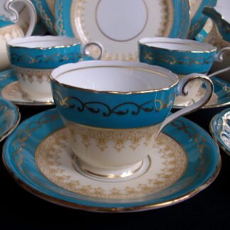 AYNSLEY #7611 AQUA DEMI CUP & SAUCER