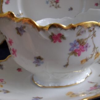 BAWO & DOTTER SCATTERED FLOWERS- GRAVY BOAT WITH ATTACHED UNDER PLATE