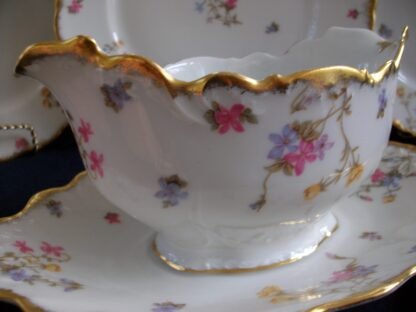 BAWO & DOTTER SCATTERED FLOWERS- GRAVY BOAT WITH ATTACHED UNDER PLATE