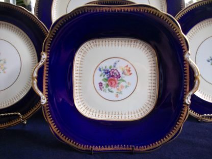 AYNSLEY HATFIELD COBALT #7024- FLORAL, SCALLOPED, GILT (c.1930's+) CAKE SERVING PLATE- EXCELLENT!!  RARE!!
