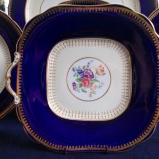 AYNSLEY HATFIELD COBALT #7024- FLORAL, SCALLOPED, GILT (c.1930's+) CAKE SERVING PLATE- EXCELLENT!!  RARE!!