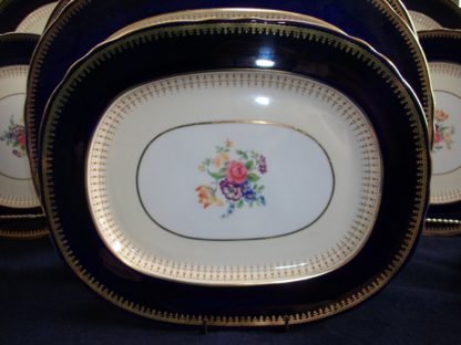 AYNSLEY HATFIELD COBALT #7024- FLORAL, SCALLOPED, GILT (c.1930's+) SMALL PLATTER- EXCELLENT!!  RARE!!
