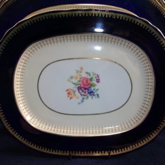 AYNSLEY HATFIELD COBALT #7024- FLORAL, SCALLOPED, GILT (c.1930's+) SMALL PLATTER- EXCELLENT!!  RARE!!