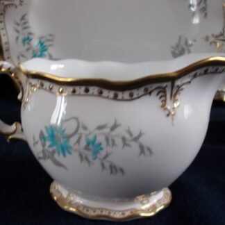 ROYAL CROWN DERBY- ROYAL A1186 AQUA FLORAL (c.1958+) CREAMER 8 oz- EXCELLENT!