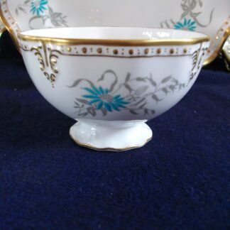 ROYAL CROWN DERBY- ROYAL A1186 AQUA FLORAL (c.1958+) OPEN SUGAR BOWL- EXCELLENT!
