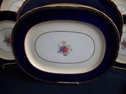 AYNSLEY HATFIELD COBALT #7024- FLORAL, SCALLOPED, GILT (c.1930's+) MEDIUM PLATTER  15 1/4"- EXCELLENT!!  RARE!!