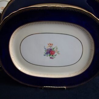 AYNSLEY HATFIELD COBALT #7024- FLORAL, SCALLOPED, GILT (c.1930's+) MEDIUM PLATTER  15 1/4"- EXCELLENT!!  RARE!!