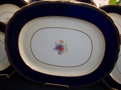 AYNSLEY HATFIELD COBALT #7024- FLORAL, SCALLOPED, GILT (c.1930's+) LARGE PLATTER  17 1/4"- EXCELLENT!!  RARE!!