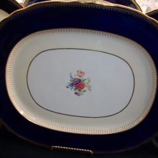 AYNSLEY HATFIELD COBALT #7024- FLORAL, SCALLOPED, GILT (c.1930's+) LARGE PLATTER  17 1/4"- EXCELLENT!!  RARE!!