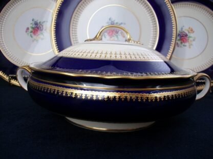 AYNSLEY HATFIELD COBALT #7024- FLORAL, SCALLOPED, GILT (c.1930's+) -  COVERED SERVING BOWL EXCELLENT!!  RARE!!