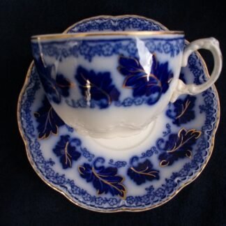 JOHNSON BROTHERS NORMANDY- FLOW BLUE (c.1913+) OVERSIZED CUP & SAUCER- EXCELLENT! RARE!!
