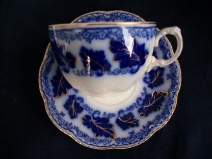 JOHNSON BROTHERS NORMANDY- FLOW BLUE (c.1913+) OVERSIZED CUP & SAUCER- EXCELLENT! RARE!!