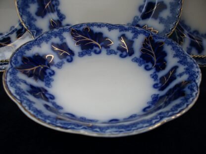 JOHNSON BROTHERS NORMANDY- FLOW BLUE (c.1913+) COUPE SOUP BOWL 7 5/8"- EXCELLENT!! NO CRAZING!!