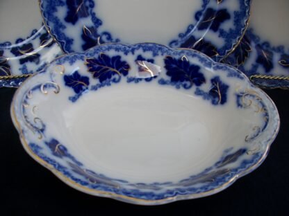 JOHNSON BROTHERS NORMANDY- FLOW BLUE (c.1913+) OVAL OPEN SERVING BOWL 9"- EXCELLENT!! NO CRAZING!!