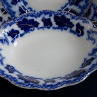 JOHNSON BROTHERS NORMANDY- FLOW BLUE (c.1913+) OVAL OPEN SERVING BOWL 9 3/4 "- EXCELLENT!! CRAZING