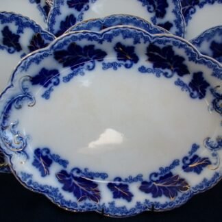 JOHNSON BROTHERS NORMANDY- FLOW BLUE (c.1913+) OVAL SERVING PLATTER 12 5/8"- EXCELLENT!! CRAZING
