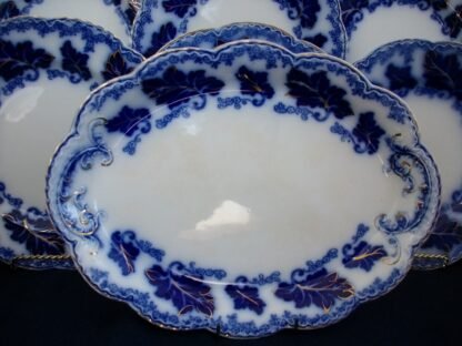 JOHNSON BROTHERS NORMANDY- FLOW BLUE (c.1913+) OVAL SERVING PLATTER 12 5/8"- EXCELLENT!! CRAZING