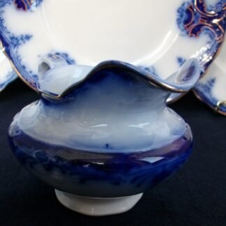 WOOD & SON CLARENCE- FLOW BLUE (c.1891-1907)  CREAMER  8 oz- EXCELLENT! RARE! NO CRAZING!