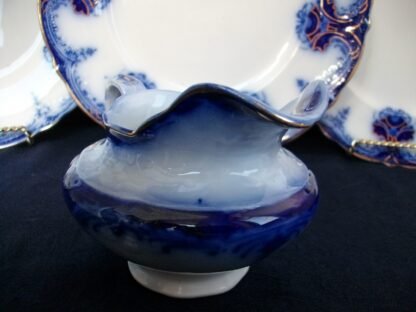 WOOD & SON CLARENCE- FLOW BLUE (c.1891-1907)  CREAMER  8 oz- EXCELLENT! RARE! NO CRAZING!