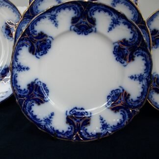 WOOD & SON- CLARENCE FLOW BLUE (c.1891-1907) SALAD PLATE-  EXCELLENT! RARE! NO CRAZING!