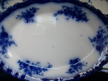 HENRY ALCOCK TOURAINE- FLOW BLUE (c.1898-1910) OVAL SERVING PLATTER 17"- EXCELLENT! RARE! NO CRAZING!