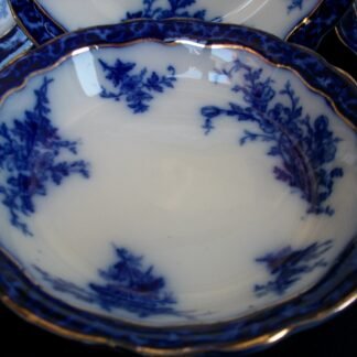 HENRY ALCOCK  TOURAINE- FLOW BLUE (c.1898-1910)  COUPE SOUP BOWL-  EXCELLENT! RARE! NO CRAZING!