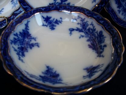 HENRY ALCOCK TOURAINE- FLOW BLUE (c.1898-1910) COUPE SOUP BOWL- EXCELLENT! RARE! NO CRAZING!