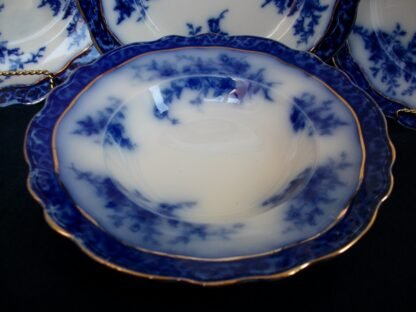 HENRY ALCOCK TOURAINE- FLOW BLUE (c.1898-1910) RIM SOUP BOWL - EXCELLENT! RARE! NO CRAZING! #1