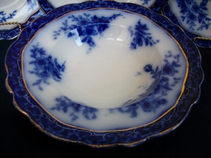 HENRY ALCOCK TOURAINE- FLOW BLUE (c.1898-1910) RIM SOUP BOWL - EXCELLENT! RARE! NO CRAZING! #2