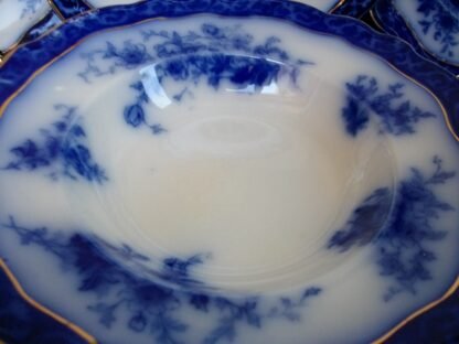HENRY ALCOCK TOURAINE- FLOW BLUE (c.1898-1910) RIM SOUP BOWL - EXCELLENT! RARE! CRAZING #5