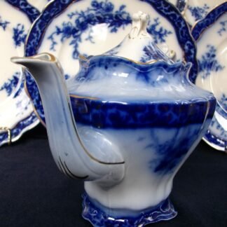 HENRY ALCOCK  TOURAINE- FLOW BLUE (c.1898-1910) TEA POT & LID-  EXCELLENT! RARE! NO CRAZING!