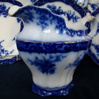 HENRY ALCOCK  TOURAINE- FLOW BLUE (c.1898-1910)  PITCHER 64 oz-  EXCELLENT! RARE! NO CRAZING!