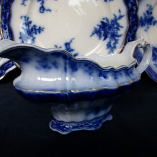 HENRY ALCOCK TOURAINE- FLOW BLUE (c.1898-1910) GRAVY BOAT #1- EXCELLENT! RARE! NO CRAZING!