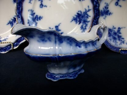 HENRY ALCOCK TOURAINE- FLOW BLUE (c.1898-1910) GRAVY BOAT #1- EXCELLENT! RARE! NO CRAZING!