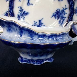 HENRY ALCOCK TOURAINE- FLOW BLUE (c.1898-1910) GRAVY BOAT #2- EXCELLENT! RARE!