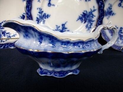 HENRY ALCOCK TOURAINE- FLOW BLUE (c.1898-1910) GRAVY BOAT #2- EXCELLENT! RARE!