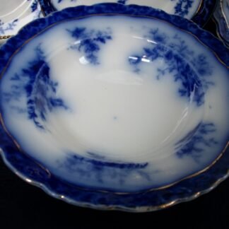 HENRY ALCOCK  TOURAINE- FLOW BLUE (c.1898-1910) LARGE RIM SOUP BOWL  10" - EXCELLENT! RARE! NO CRAZING!