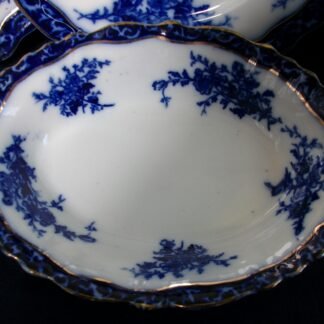HENRY ALCOCK  TOURAINE- FLOW BLUE (c.1898-1910) OVAL SERVING BOWL  8 3/4" - EXCELLENT! RARE! NO CRAZING!