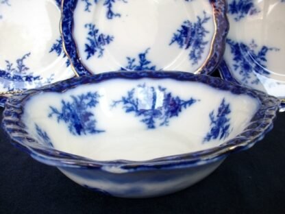 STANLEY POTTERY COMPANY TOURAINE- FLOW BLUE (c.1909+) ROUND OPEN SERVING BOWL 10 1/2" - EXCELLENT! RARE!
