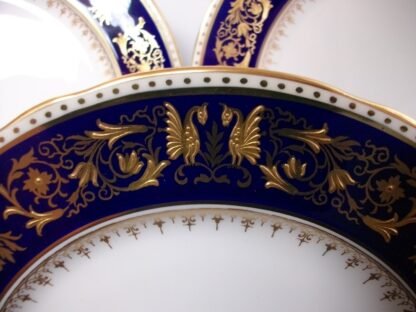 AYNSLEY SEVILLE BLUE #6874 (c.1939+)  DINNER PLATE (s)- ENCRUSTED GILT! RARE!