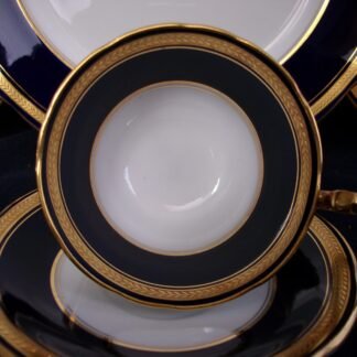 AYNSLEY #7282 COBALT LAUREL- ENCRUSTED GOLD (c.1931+)  CUP & SAUCER (s)- MINT!!  RARE!!