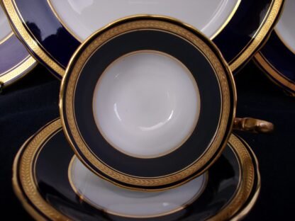 AYNSLEY #7282 COBALT LAUREL- ENCRUSTED GOLD (c.1931+) CUP & SAUCER (s)- MINT!! RARE!!