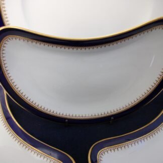 ROYAL WORCESTER COBALT #3898 TAN FILIGREE- VITREOUS (c.1911)  CRESCENT SALAD PLATE-  EXCELLENT! RARE!