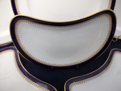 ROYAL WORCESTER COBALT #3898 TAN FILIGREE- VITREOUS (c.1911)  CRESCENT SALAD PLATE-  EXCELLENT! RARE!