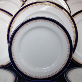 ROYAL WORCESTER COBALT #5786 TAN FILIGREE- VITREOUS (c.1912)- SALAD PLATE 8"- FAIR! RARE!